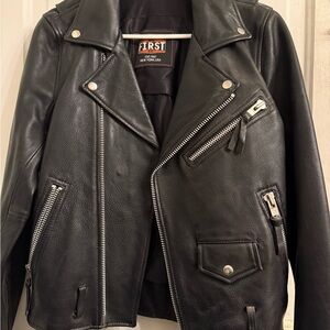 First MFG Women's Black Leather Jacket